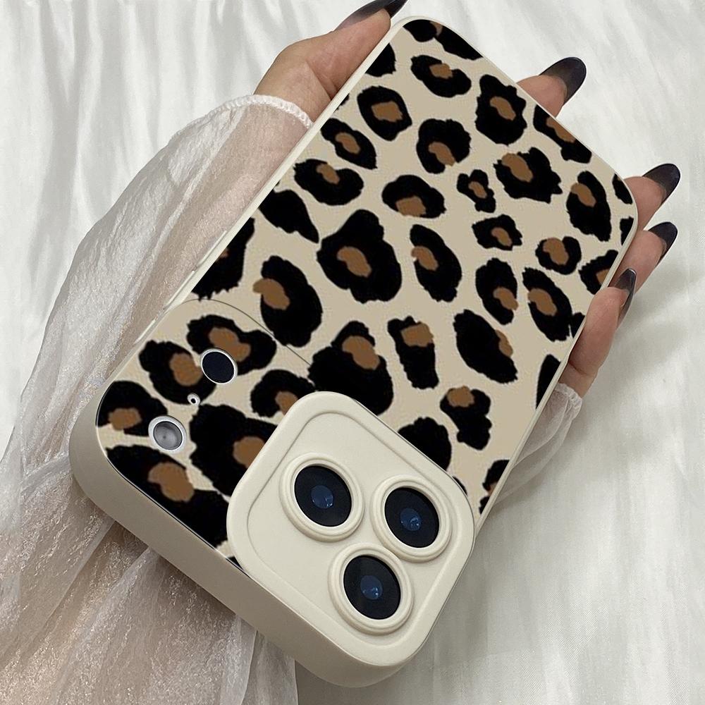 M433 Schwarzes Leopardenmuster Design Kunst Engelaugen Weiche Handyhülle für iPhone Samsung Galaxy Xiaomi Rdemi Huawei Honor Infinix Realme OPPO Vivo Alle Modelle