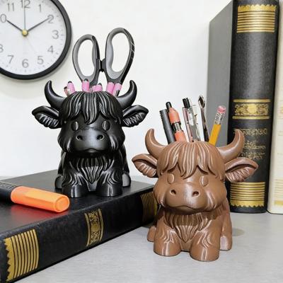 Hochlandrinder Stifthalter Niedlicher Schreibtisch-Organizer für Büro, Wohnheim, Zuhause Mehrzweck-Pinselbecher Bauernhaus Schminktisch-Zubehör Geschenk für Rinderliebhaber
