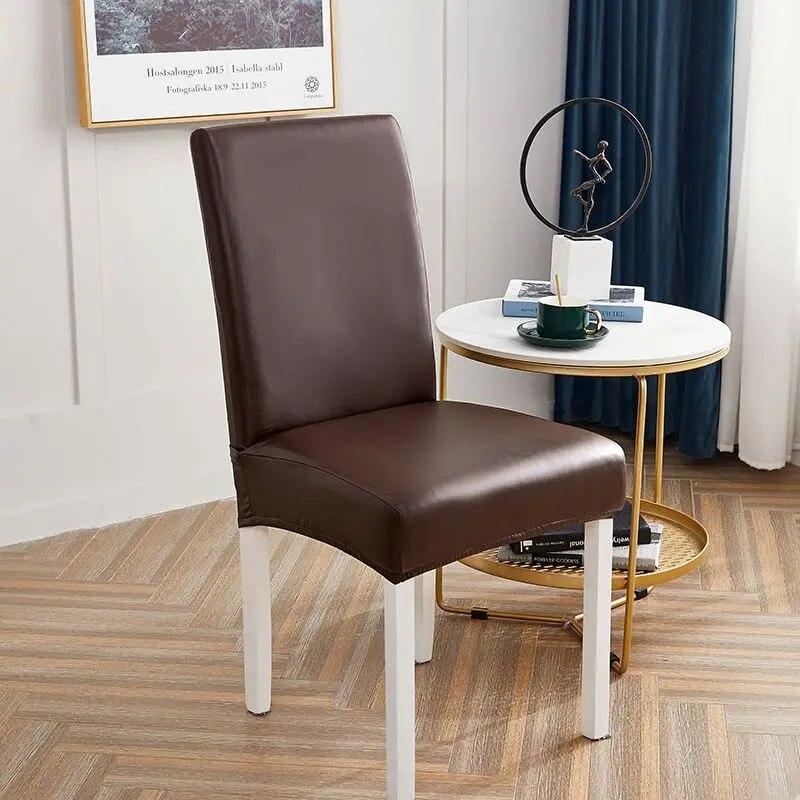 Waterproof Chair Cover PU Elastic Universal Leather Seat Cover Living Room Hotel Dining Table Anti-fouling Duty Free Chair Cover