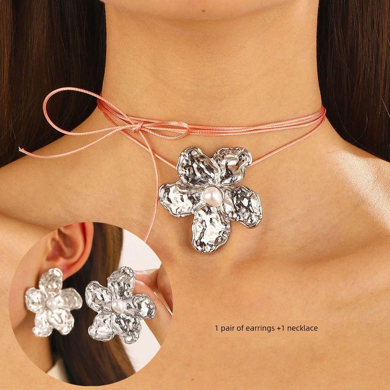 Europe and America Cross Border Retro Exaggerated Metal Lava Ruched Texture Stud Earrings Asymmetrical Geometric Earrings Earrings for Women