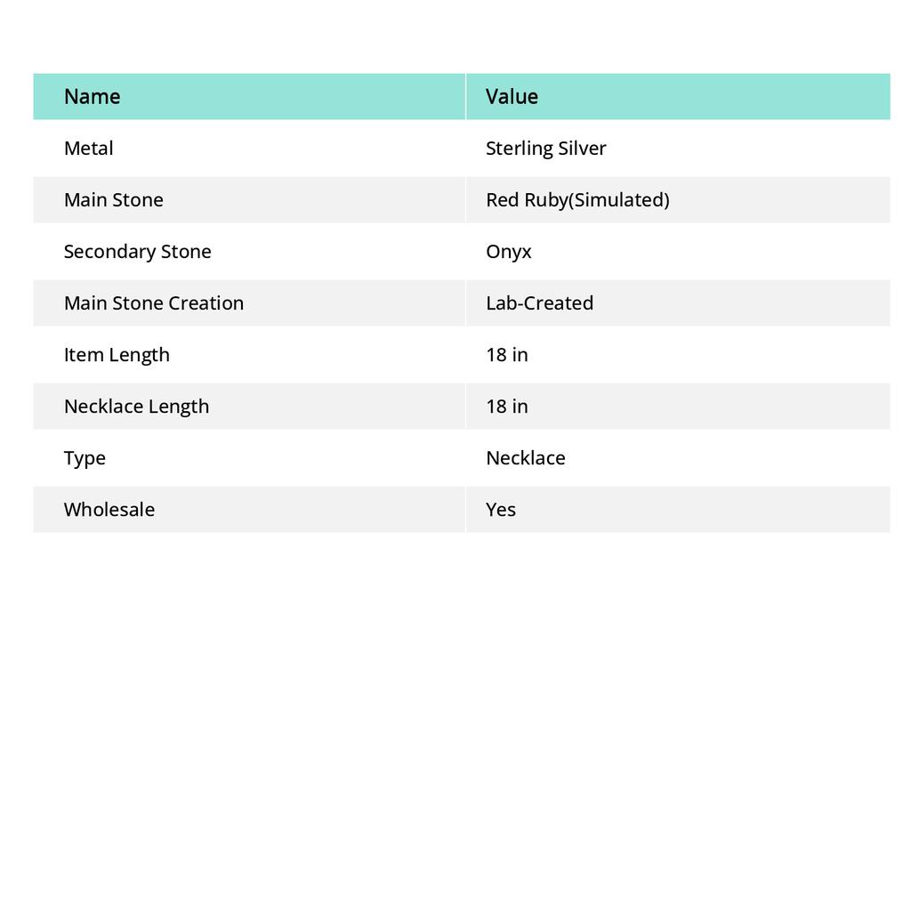 Rubin Naturalny Onyks Kamień Szlachetny Ręcznie robiony Srebro Sterlingowe 925 Naszyjnik 18" S2M19