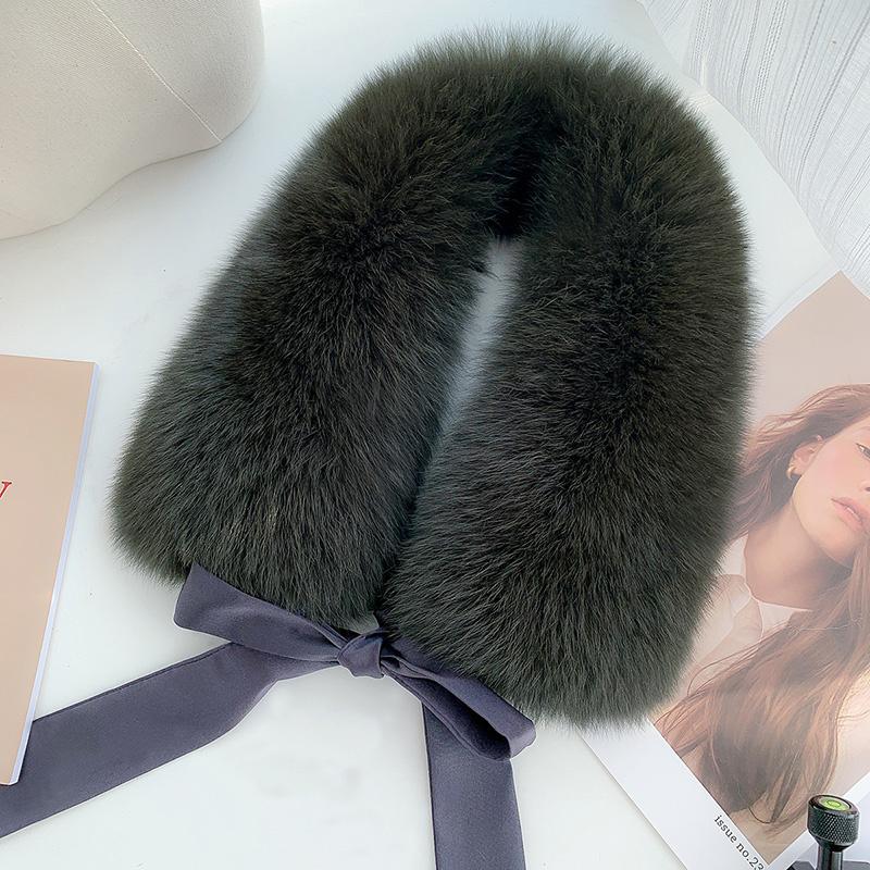 Fox Fur Collar Ladies Winter Furry Fur Collar Women Real Fox Fur Scarf Women Fox Fur Square Collar Short Scarf Shawl Winter