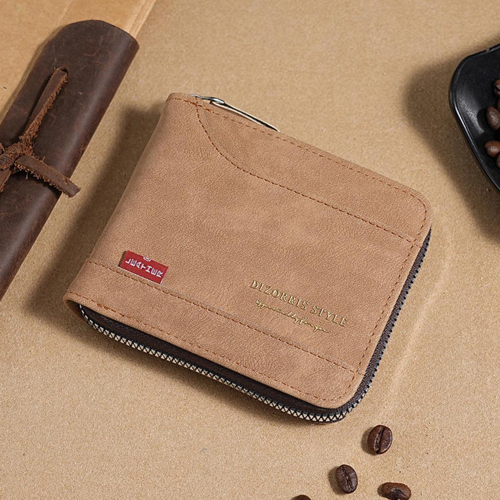 Large Capacity Men Wallets Short Card Bags Zipper Male Coin Purses Classic Vintage Card Holder Men's Wallet