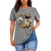 Ladies' Loose Comfortable Casual Fashionable Plant Flower Printed Round Neck Short Sleeved Shirt