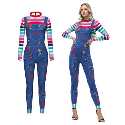 Women Ghost Cartoon Anime Halloween Cosplay Costume Adult Stage Show Party Performance Dress Up Jumpsuit Digital Printing Outfit