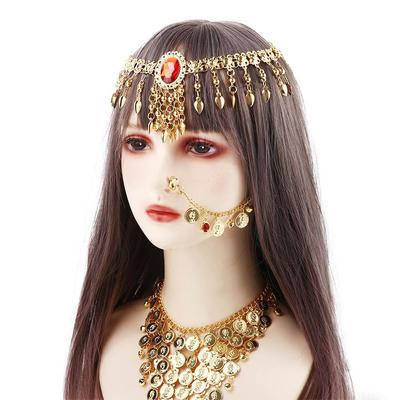 Chain Necklace Indian Dance Bracelet Bohemian Belly Dance Costumes Diamond Hairband Head Accessories Performance Accessories