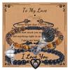 Bracciale con proiezione "Ti amo" in 100 lingue con pietra naturale smerigliata e turchese bianco per coppie