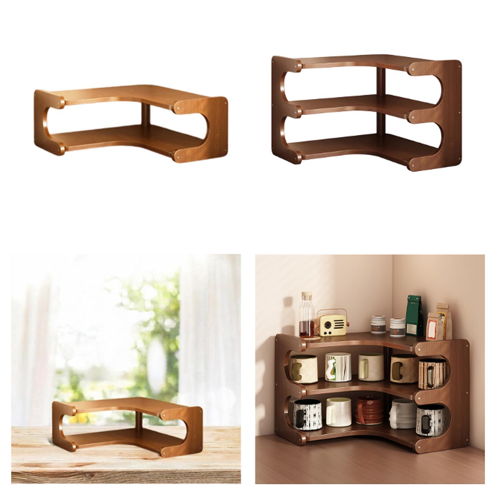

Desktop Corner Organizer Shelf Modern Vanity Organizer Seasoning Rack Display Stand for Bathroom Kitchen Apartment Restaurant 35x35x13cm