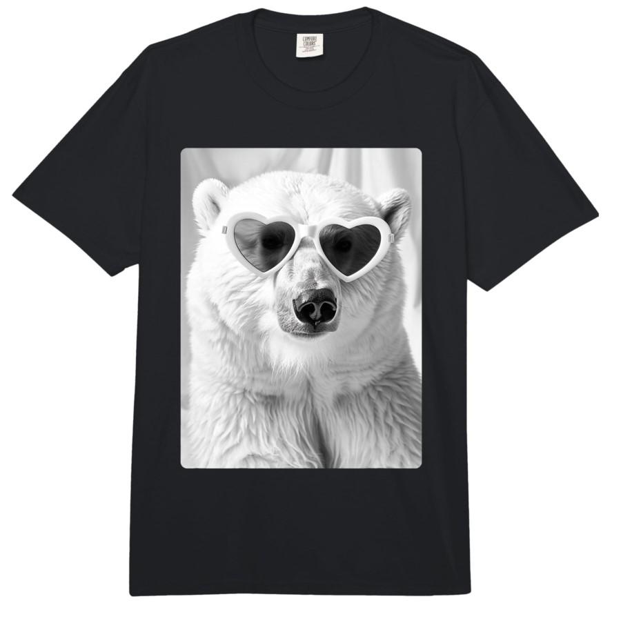 

Funny Polar Bear with Hearts Sunglasses Cute Animal Meme T-shirt For Men Women 100% Cotton T Shirts Short Sleeve Tops 0318-1 ... S разноцветный