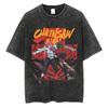 Anime Chainsaw Washed Short Sleeved Round Neck Yk Tshirt Ropa Hombre Men Clothing New in Top Tees Mens TShirt Camisetas