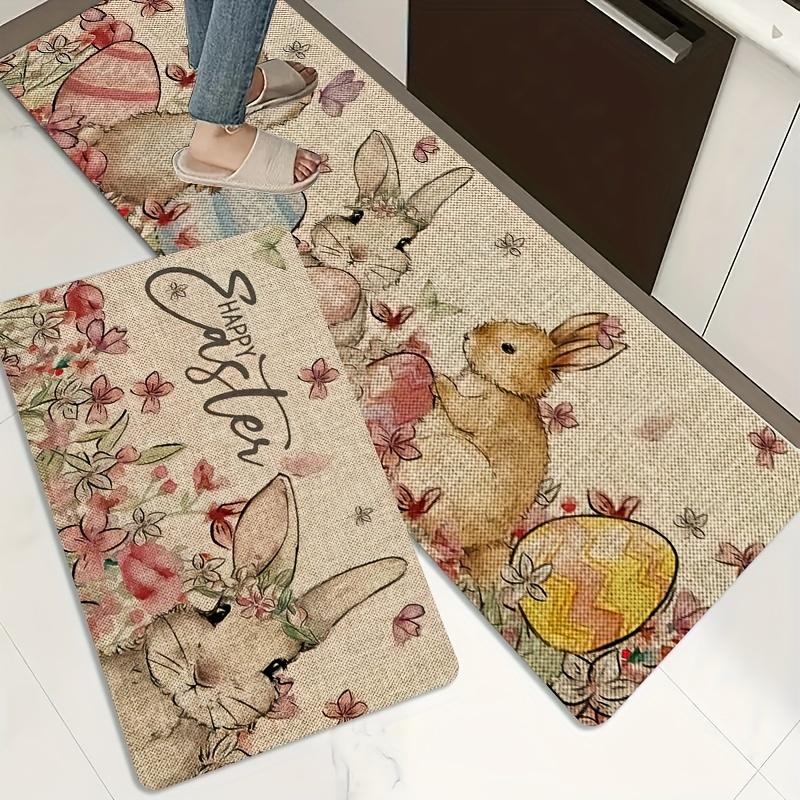 1Pcs Rabbit Anti Fatigue Kitchen Rugs Waterproof Non-Slip Thick Cushioned Kitchen Mat Heavy Duty Comfort Standing Mat for Kitchen