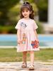 Little Maven Girls' Cartoon Short-Sleeve Summer Dress - European & American Style.