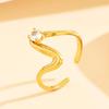 Minimalist Geometric Line Ring: Stainless Steel with Inlaid Zircon Diamond for Women