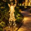 Vodotěsné osvětlení cest na solární pohon, Andělská vzpomínková zahradní lampa, Pryskyřičná socha požehnání fontána s kaskádovými světly LED teplá světla,