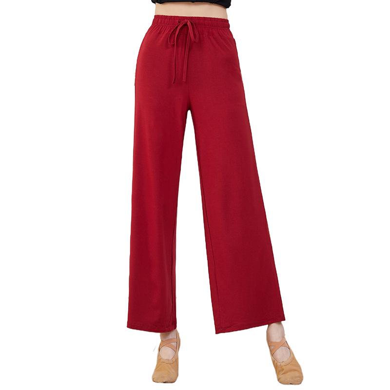 Damen Übergröße Modern Dance Modal Weitbein-Hose für Frühling/Sommer - Locker, Klassischer Chinesischer Stil Übungskleidung