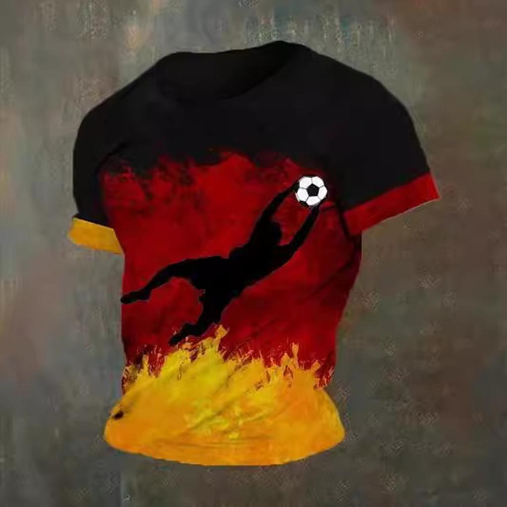 Men's Short Sleeve Crew Neck T Shirt with Soccer Player Print Germany Themed Casual Top for Sports and Daily Wear