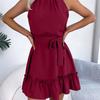 2026 Spring/Summer Women's Sleeveless Waist Cinched Ruffle A-Line Skirt S-XL