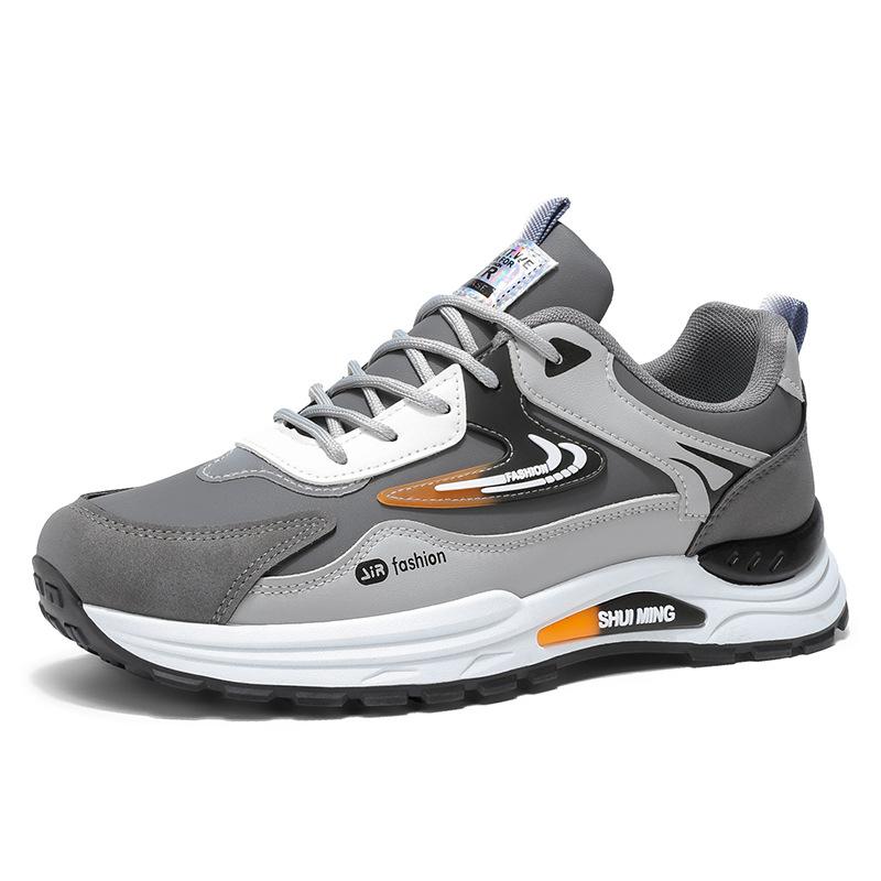 Skor herr höst nya läder vattentäta sportskor mångsidiga avslappnade pappaskor mjuk sula halkfria löparskor