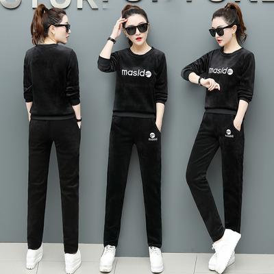 Women's Winter Thickening Leisure Suit Long-sleeved + Warm Pants Two-piece Set
