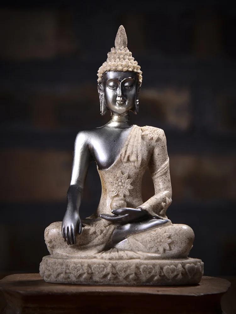 11cm Statue of Buddha Sitting   Resin    Handicraft Retro Creative Micro Home Decoration