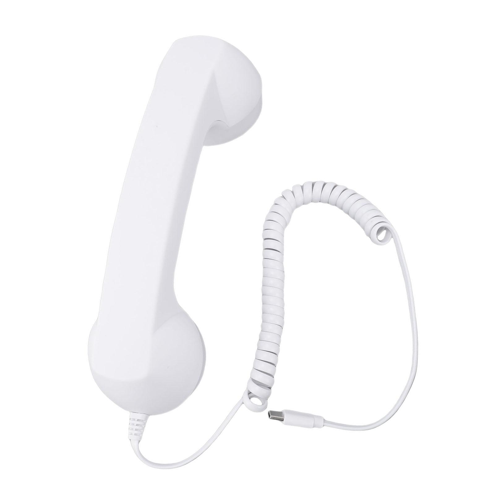 

Retro Phone Handset with Volume Control Ergonomic Type C Wired Telephone Handset Receiver For Cellphone Video Call Conference