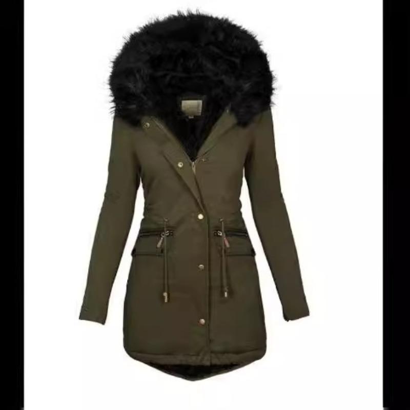 Autumn and Winter New Slim and Thin Hooded Medium and Long Thermal Zipper Cotton-padded Clothes