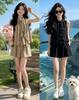 French Vacation Style Ruffle Edge Sleeveless Shirt and Shorts Two-piece Set Women's Summer Loose and Thin Temperament Fashion Suit