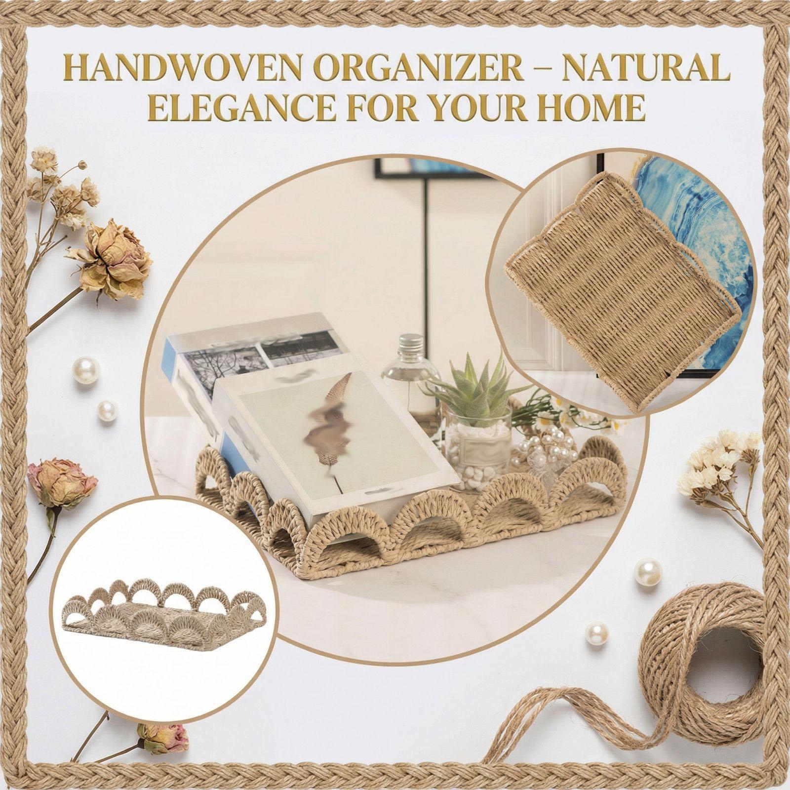 

Handmade Woven Desktop Storage Tray, Creative Decorative Storage Basket For Home Use One Size