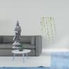 Guan Yin Figurine Sculpture Ornament with Hanging Vines Wall Sticker Green Plant Leaves Elegant Art