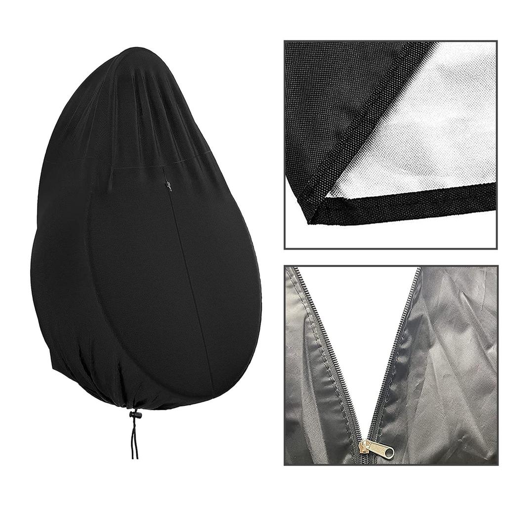 Cover for Garden And Patio Hanging Chairs, Black, with Zipper, Windproof, Dustproof, 210D Oxford ,