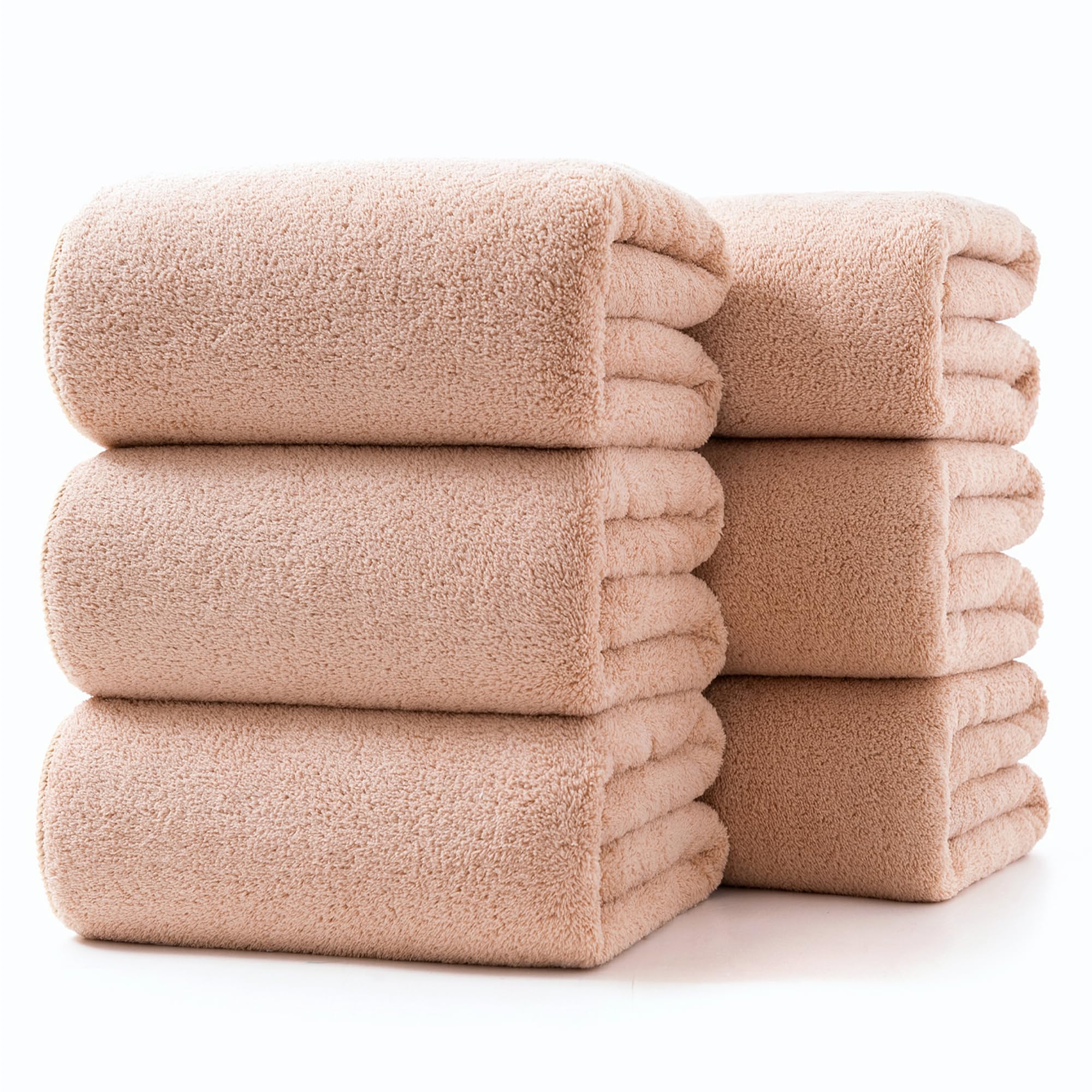 

Lumimi Fluffy Large Bath Towels Set of Hotel Soft Suitable for and Professional Durable for After Bath Supplies [Mocha Brown, 6, Approx. 70140cm]
