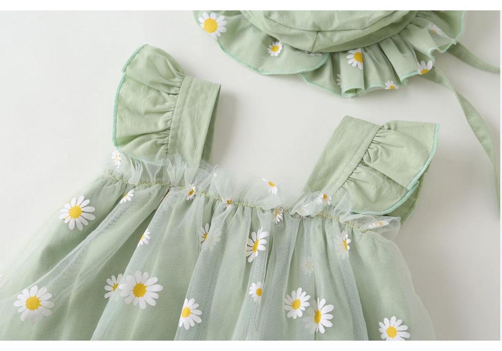 Baby Girl Summer Jumpsuit: 100-Day Birthday Romper with Princess Mesh Skirt