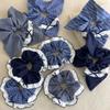 Retro Blue Checkered Hair Ties Fabric Webbing Bow Square Headbands Womens Temperament Head Rope Female Party Accessories Fashion