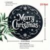 1pc Merry Christmas Metal Sign, Black & White Holiday Wall Decor with Elegant Script, Textured Metallic Surface, Indoor Outdoor Door Living Room