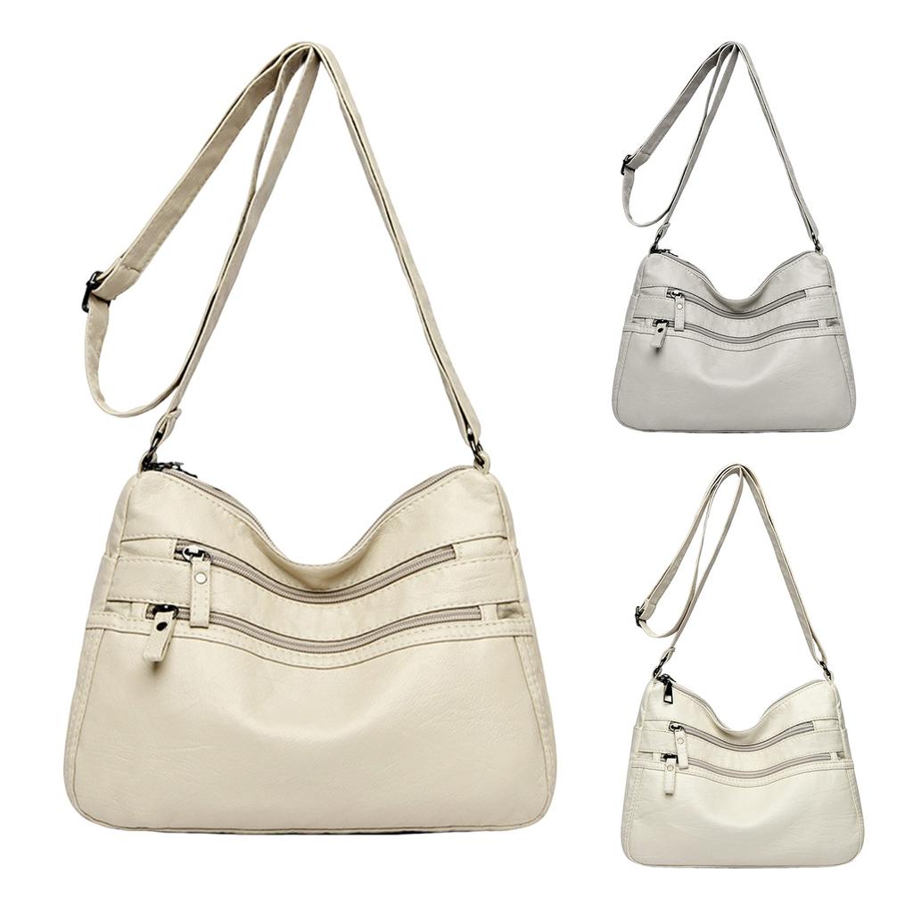 Women's Color Versatile Multi-layer Zipper Imitation Leather Shoulder Bag Underarm Bag Messenger Bag