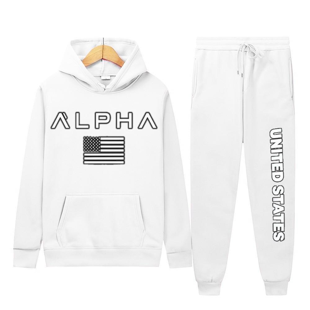 New letter printing two-piece hooded sweater autumn and winter men's casual sports hoodie men's
