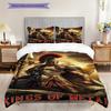 Epic Warrior Ascends Flames Bedding (1 * duvet cover + 2 * pillowcase, without core) 2D Flat Duvet cover and pillowcase Soft and comfortable