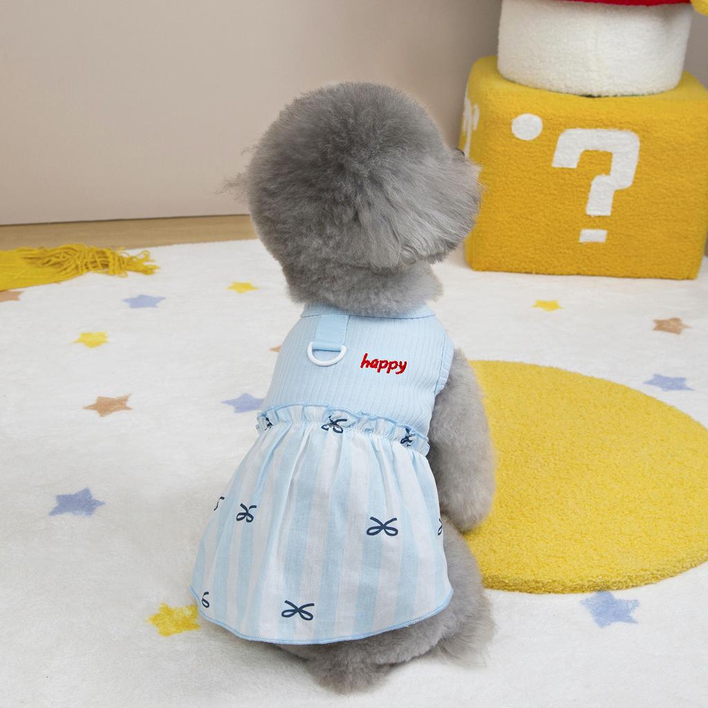 Dog pet clothes spring and summer new clothing cat Teddy Schnauzer Pomeranian Bichon small dog patchwork skirt vest