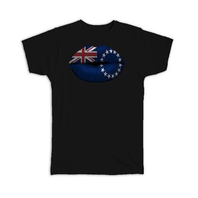 Gift T-Shirt : Lips Cook Islands Flag Islander Expat Country For Her Woman