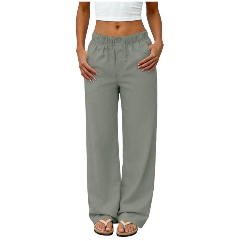Summer new European and American style high waist loose straight pants women's casual trousers fashion versatile European and American