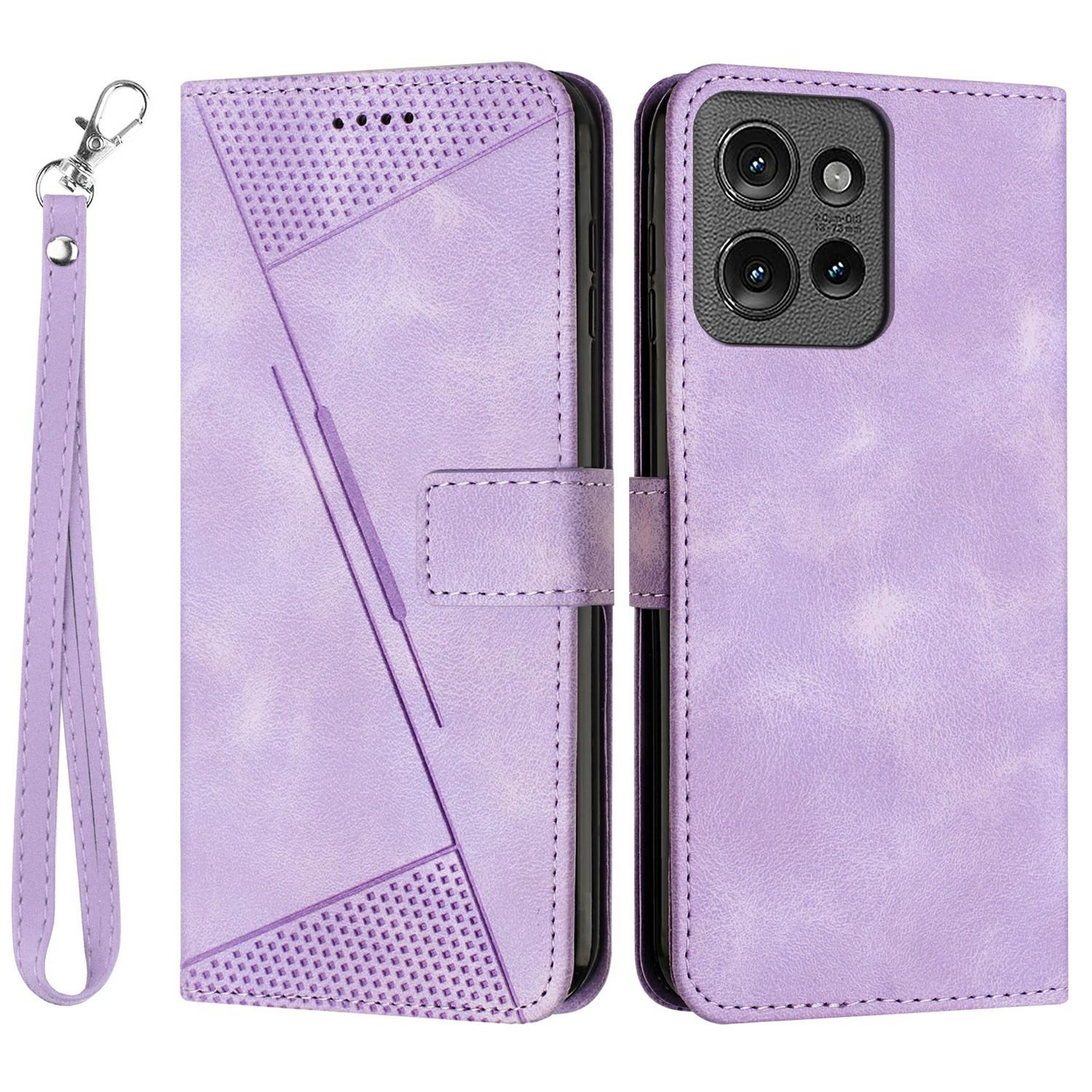 

Leather Case for Motorola Moto G Power (2025)/G Play (2025) 4G Phone Cover Imprinted Triangle Purple