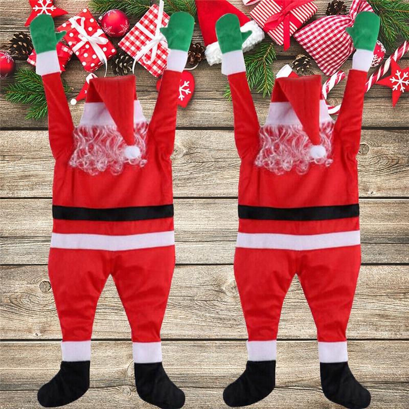 42" Climbing Christmas Hanging Santa Claus Outdoor Window Party Xmas Props Decor