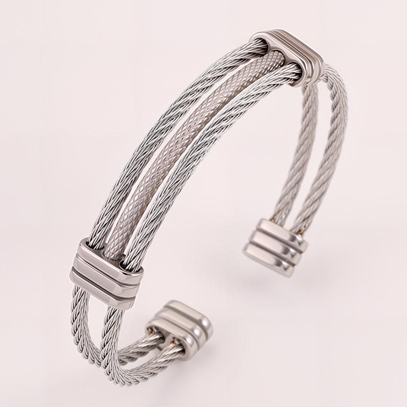 European and American personalized design open titanium steel women's high-end sense woven hot-selling girlfriend