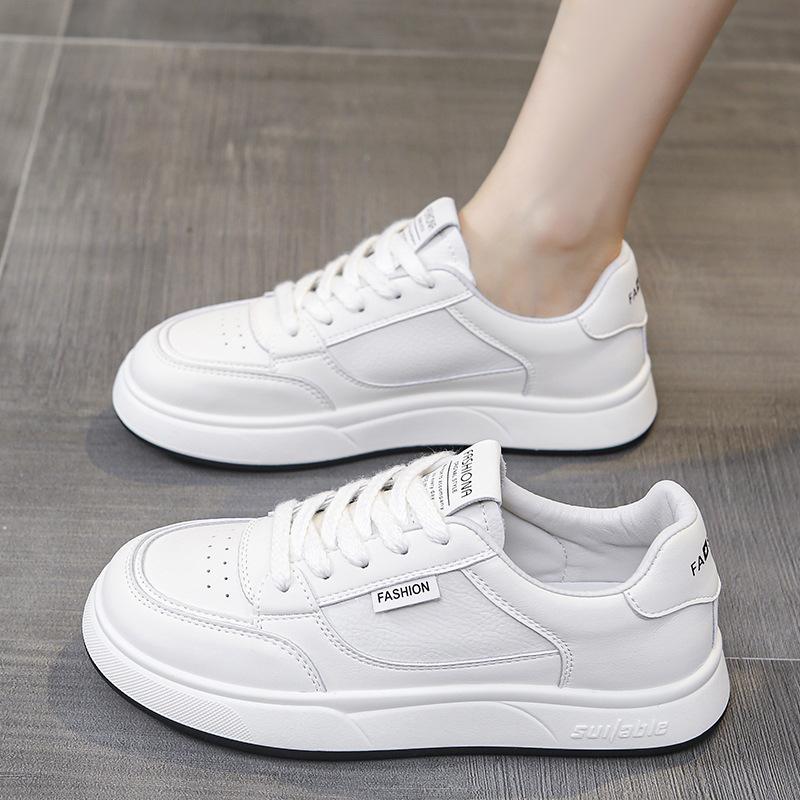 Soft leather little white shoes women's spring and autumn new versatile thin sports leisure breathable soft bottom student flat baseplate shoes