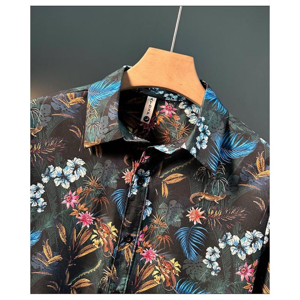 New Short-sleeved Floral Shirt for Men Fashionable and Handsome Loose Men's