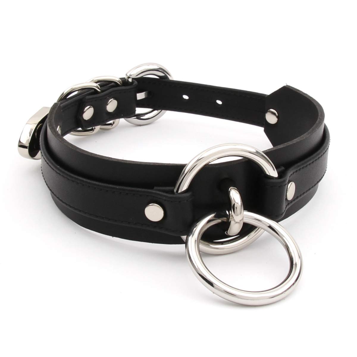 

Choker for PU Black [lalatia] Women, Ring, Collar, Leather, (Black & Silver)