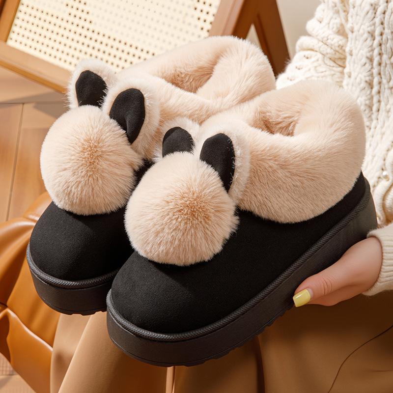 Root Cotton Slippers Autumn and Winter 2025 New Indoor Home Warmth Plush Cotton Shoes Outer Wear