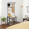 VASAGLE Coat Rack, Coat Stand with Shoe Storage Bench, 4-in-1 Design, with 9 Removable Hooks, a Clothes Rail, for Hallway, Entrance