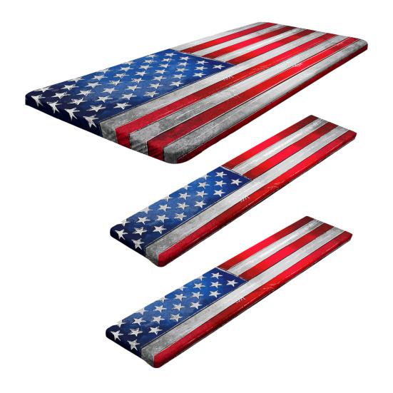 Picnic Table Cover Set American Flag Fitted Table Cover with 2 Bench Covers Waterproof Windproof Tablecloth with Elastic Edges for Outdoor Camping