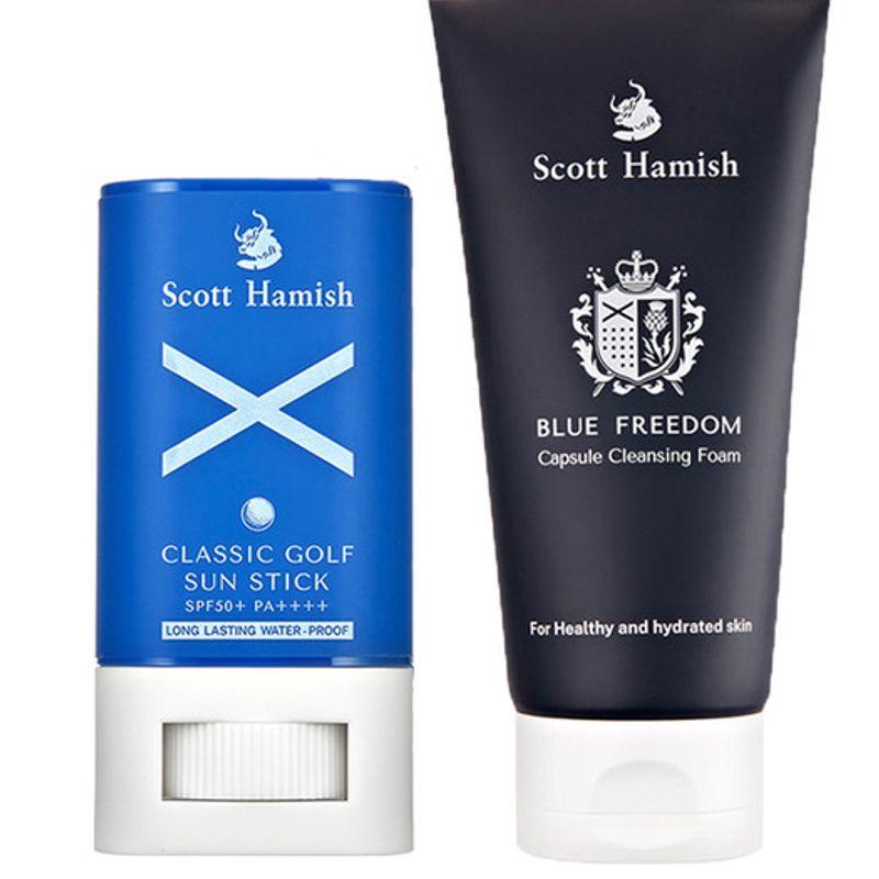 Scott Hamish Classic Golf Sun Stick & Blue Freedom Capsule Cleansing Foam 2-pack